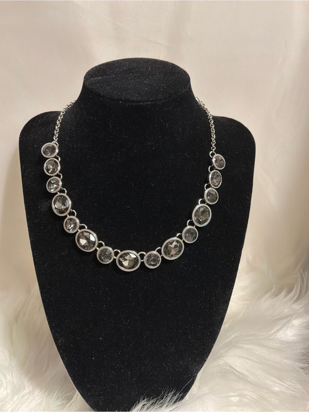 Silver-Tone Crystal Station Necklace